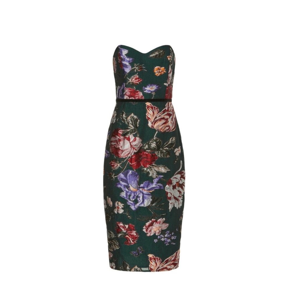 Floral Strapless Dress - black